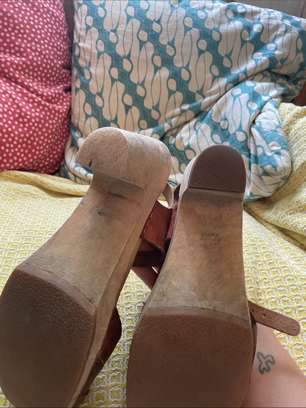 Swedish Hasbeens Sky High Peep Toe Clog Sandals - Picture 5 of 7